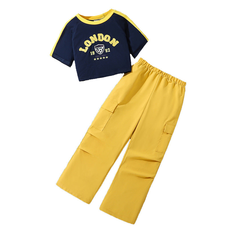 Girls Printed Round Neck Top With Trouser