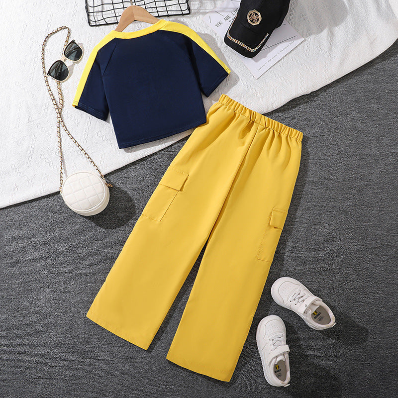Girls Printed Round Neck Top With Trouser