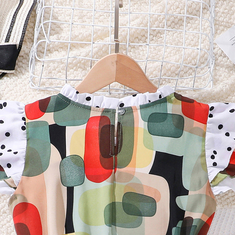 Girls Printed Cotton A-Line Midi Dress
