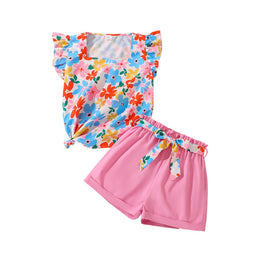 Girls Floral Printed Top with Shorts