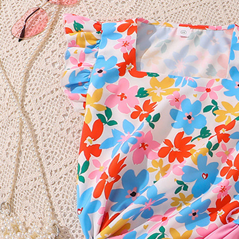 Girls Floral Printed Top with Shorts