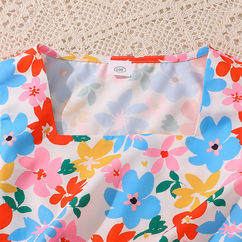 Girls Floral Printed Top with Shorts