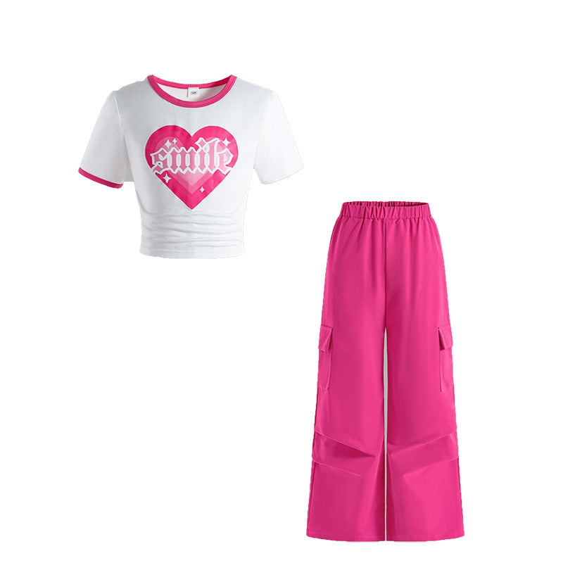 Girls Printed T-Shirt With Trousers