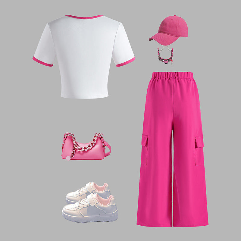 Girls Printed T-Shirt With Trousers