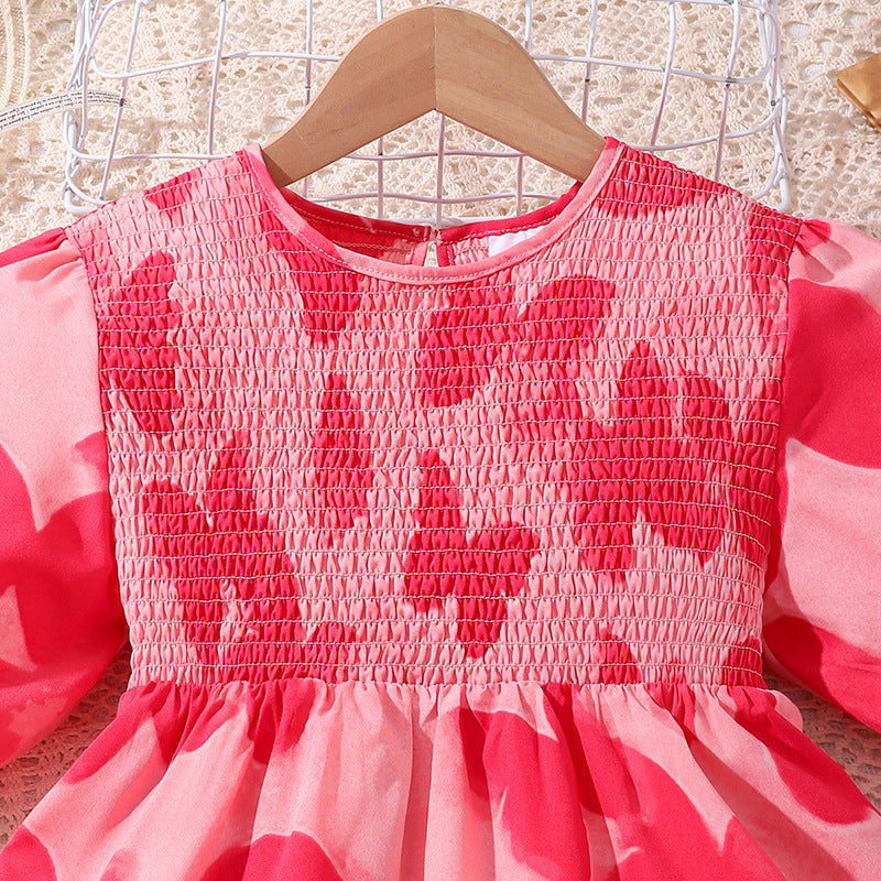 Girls Floral Printed Smocked Fit and Flare Dress