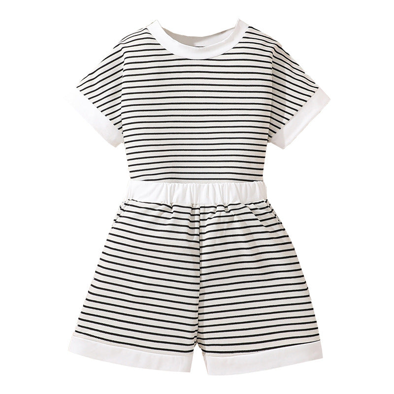 Girls Striped T-Shirt With Shorts