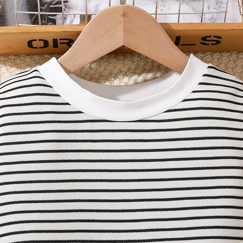Girls Striped T-Shirt With Shorts