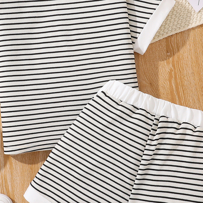 Girls Striped T-Shirt With Shorts