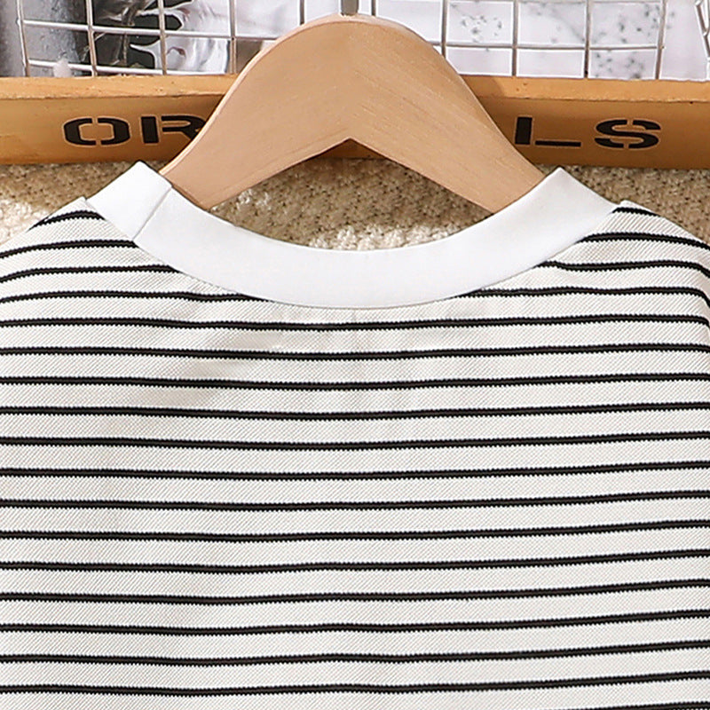 Girls Striped T-Shirt With Shorts