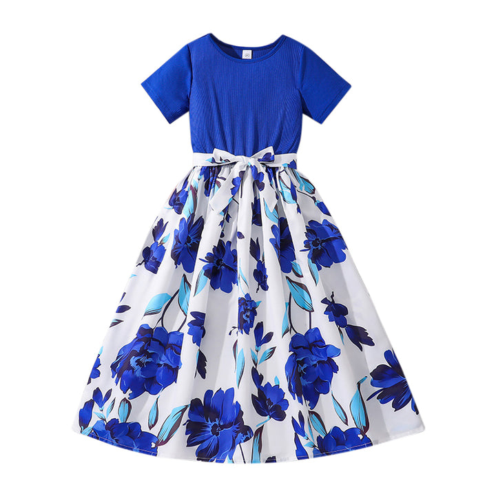 Girls Floral Printed Fit & Flare Midi Dress