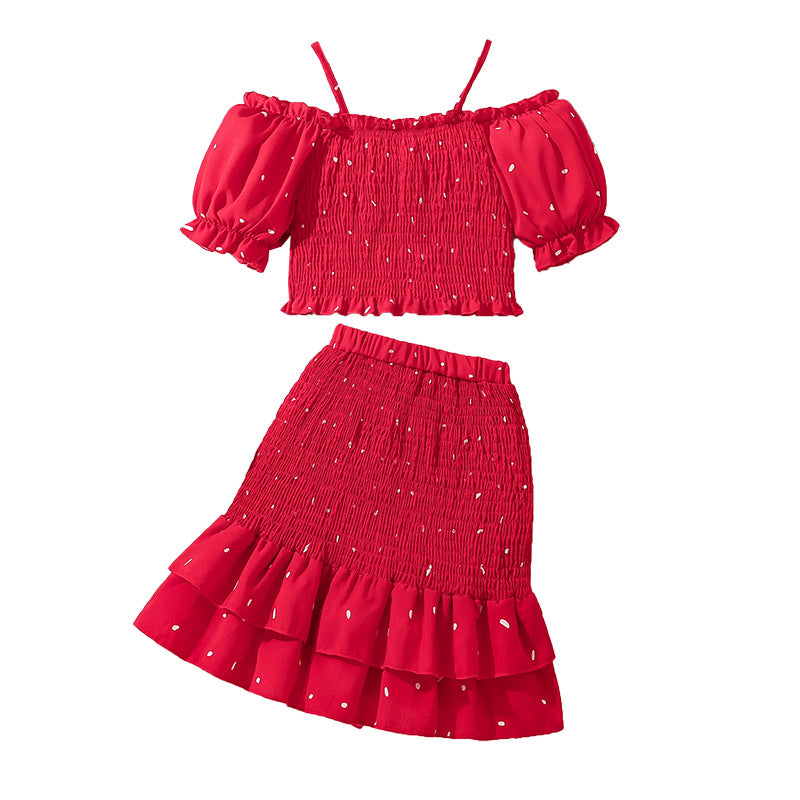 Solid Top and Skirt Set