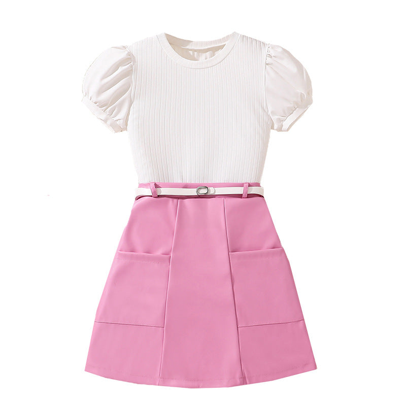 Solid Top and Skirt Set