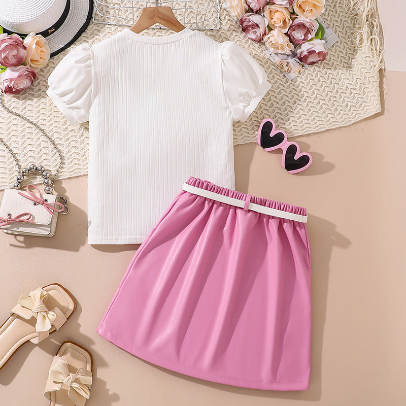 Solid Top and Skirt Set