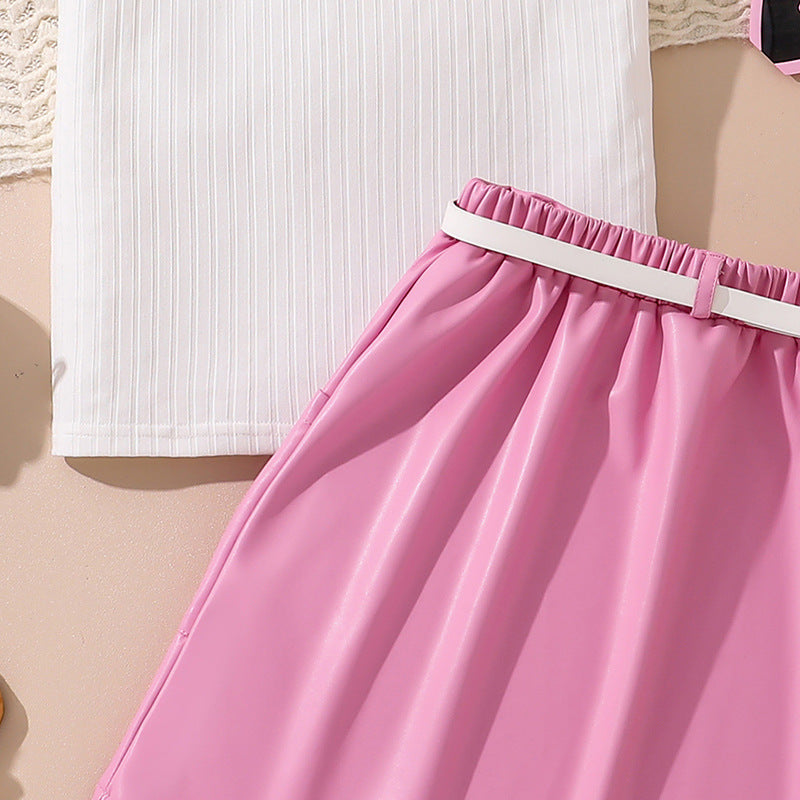 Solid Top and Skirt Set