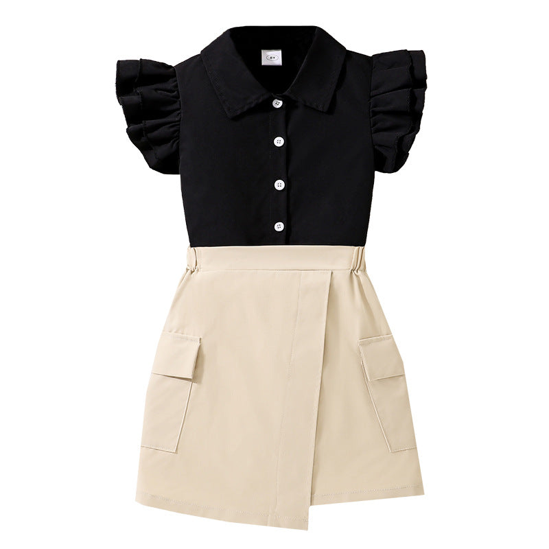 Solid Top and Skirt Set