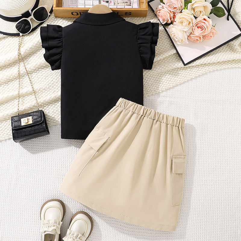 Solid Top and Skirt Set