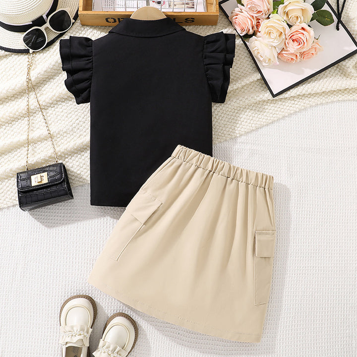 Solid Top and Skirt Set