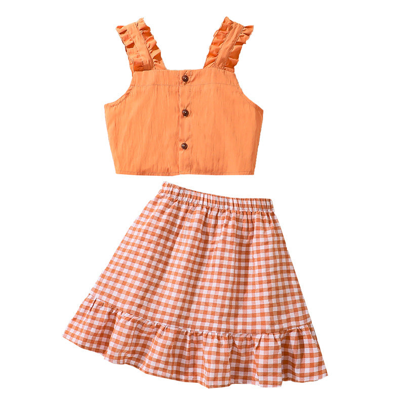 Solid Top and Skirt Set