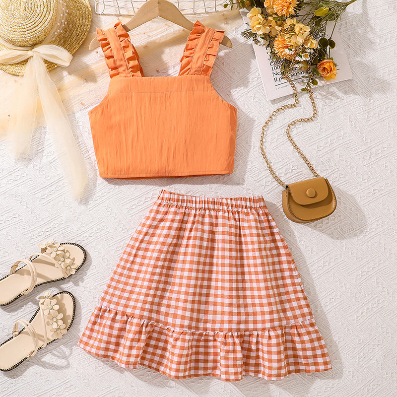 Solid Top and Skirt Set