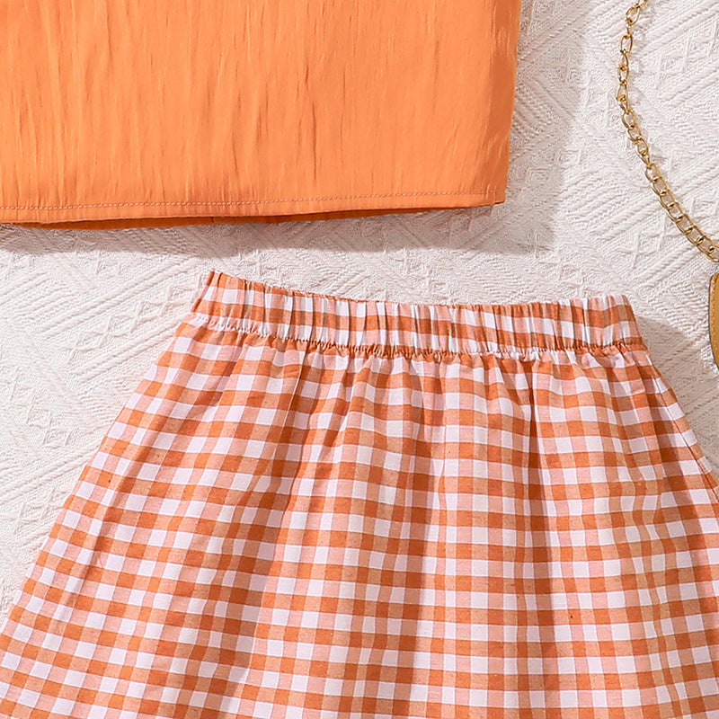 Solid Top and Skirt Set