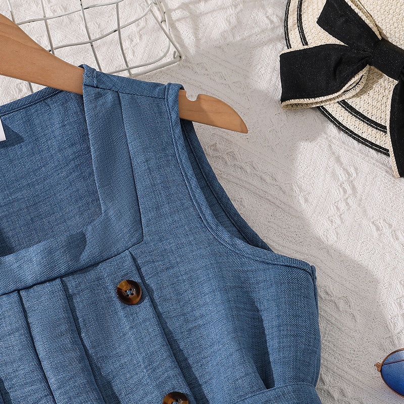 Girls Solid Tie-Ups A-Line Midi Dress