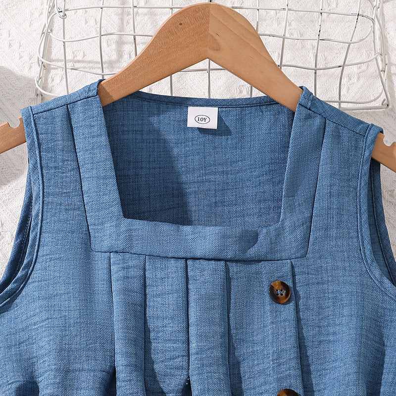 Girls Solid Tie-Ups A-Line Midi Dress