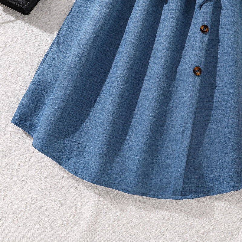 Girls Solid Tie-Ups A-Line Midi Dress