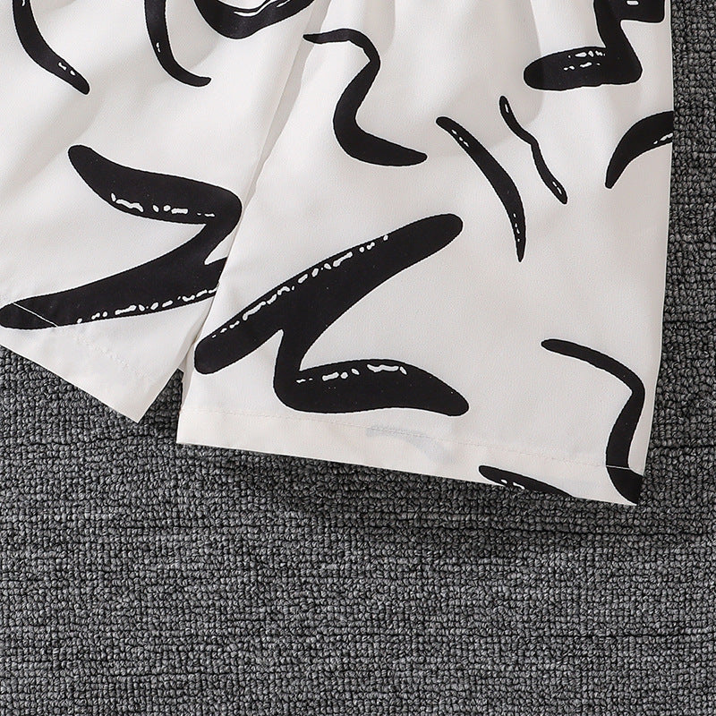 Girls Printed V-Neck Top with Shorts