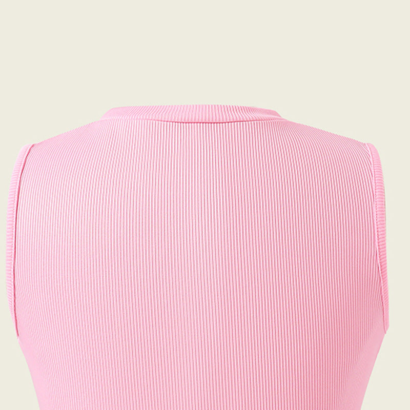 Girls Textured Sleeveless Top with Skirt