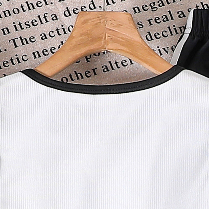Girls Printed Sleeveless Crop T-shirt with Trousers