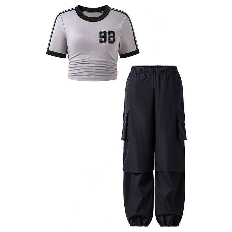 Girls Printed Short Sleeves T-shirt With Trousers