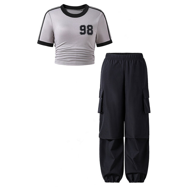 Girls Printed Short Sleeves T-shirt With Trousers
