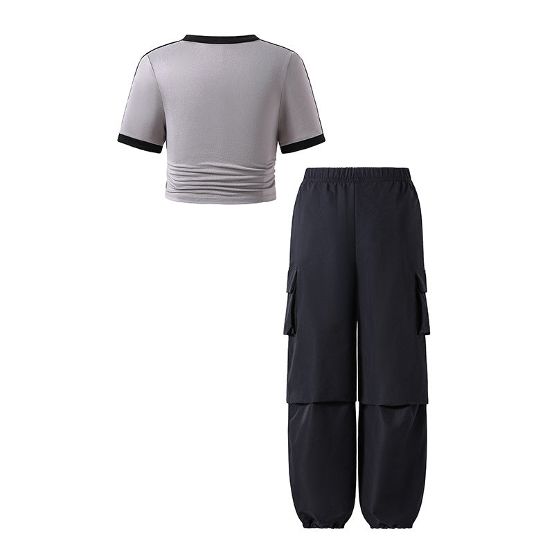 Girls Printed Short Sleeves T-shirt With Trousers