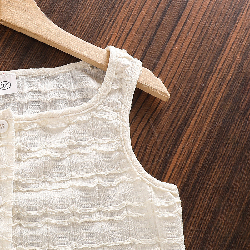 Girls Self Design Top With Shorts
