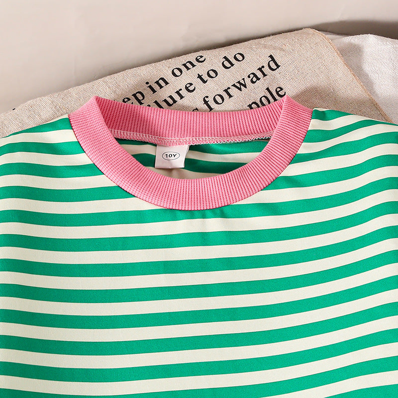 Girls Striped Long Sleeves Sweatshirt With Trouser