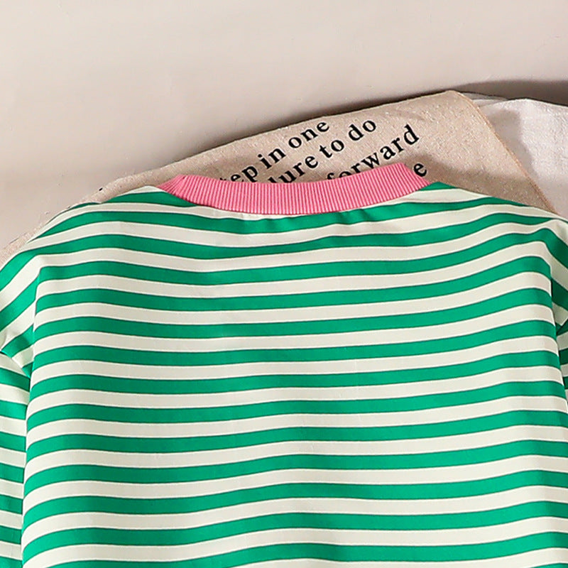 Girls Striped Long Sleeves Sweatshirt With Trouser
