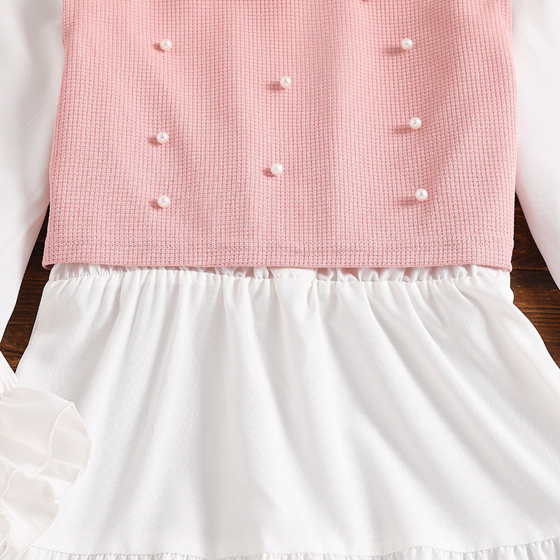 Girls Bell Sleeve Tiered Shirt Maxi Dress with Sweater