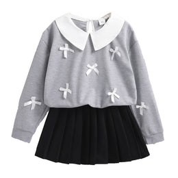 Girls Peter Pan Collar Sweatshirt With Skirt