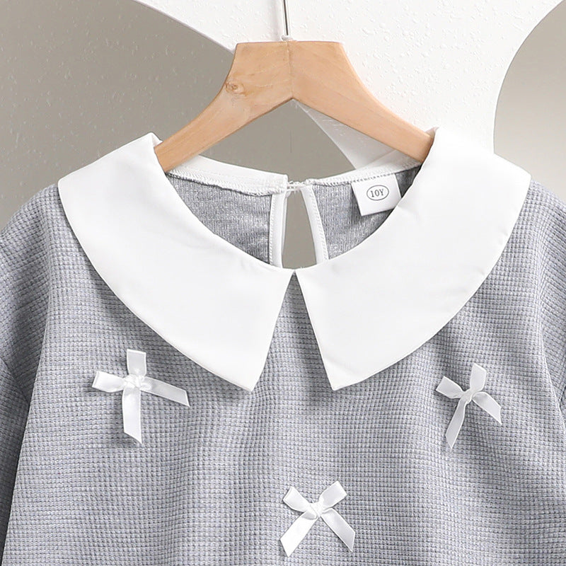 Girls Peter Pan Collar Sweatshirt With Skirt