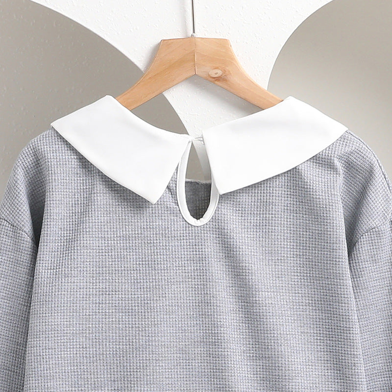 Girls Peter Pan Collar Sweatshirt With Skirt