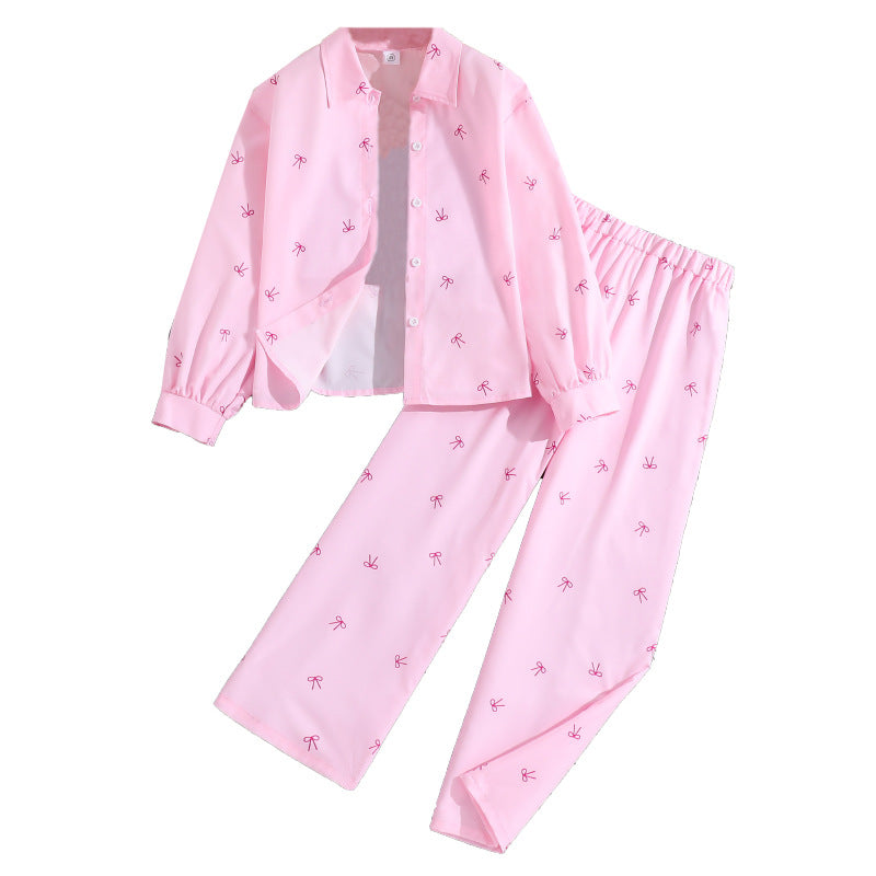 Girls Printed Long Sleeves Shirt With Trousers