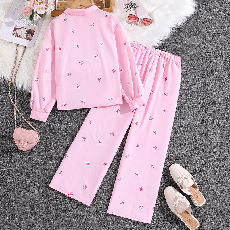 Girls Printed Long Sleeves Shirt With Trousers