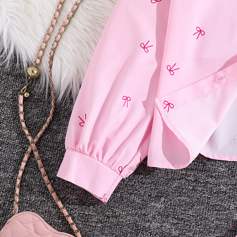 Girls Printed Long Sleeves Shirt With Trousers