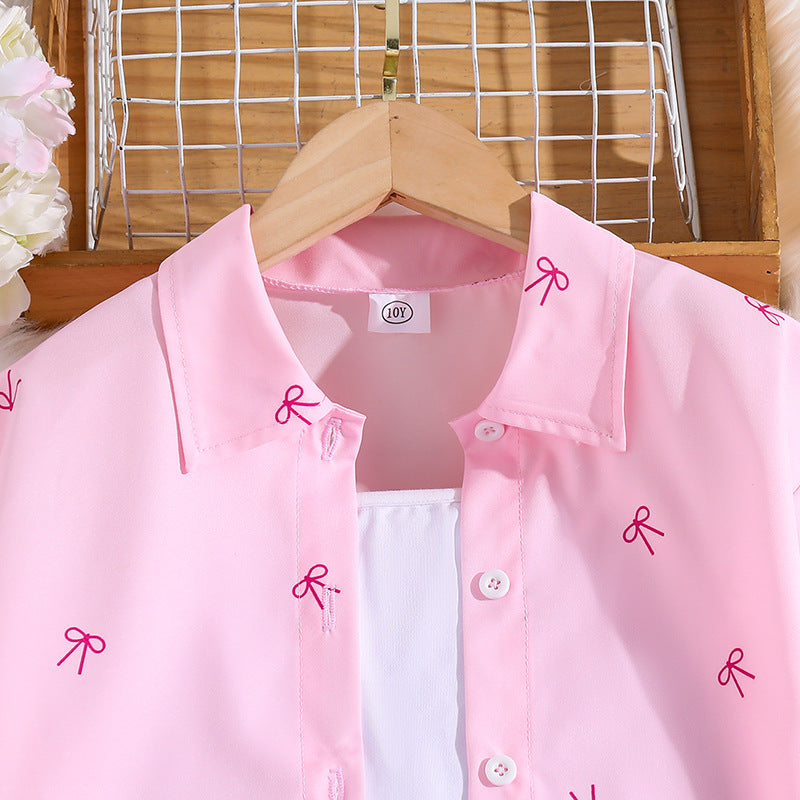 Girls Printed Long Sleeves Shirt With Trousers
