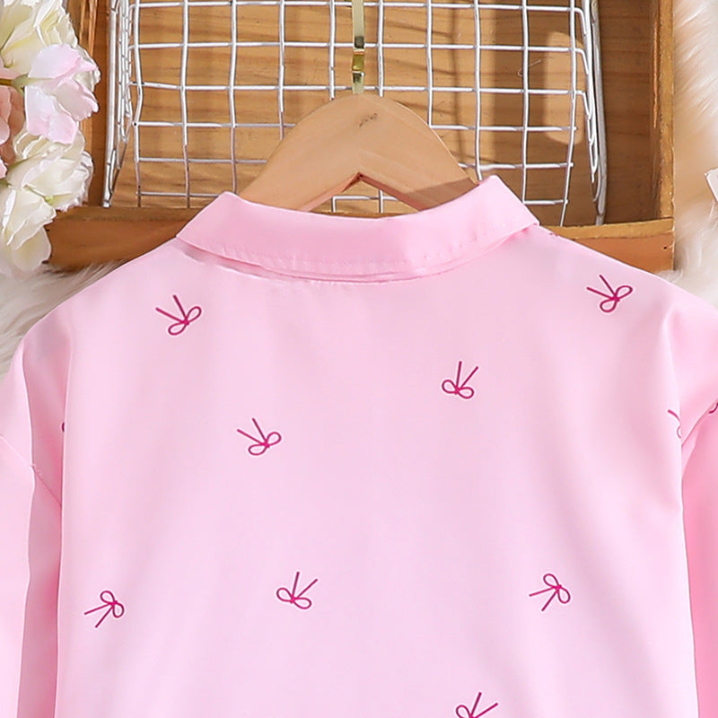 Girls Printed Long Sleeves Shirt With Trousers