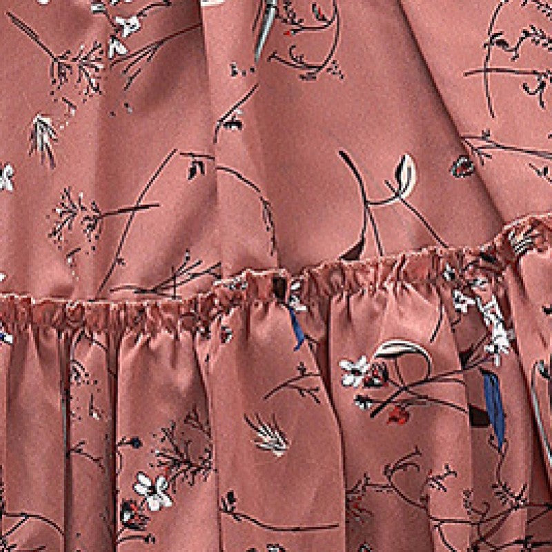 Girls Pink Floral Printed Layered A-Line Midi Dress