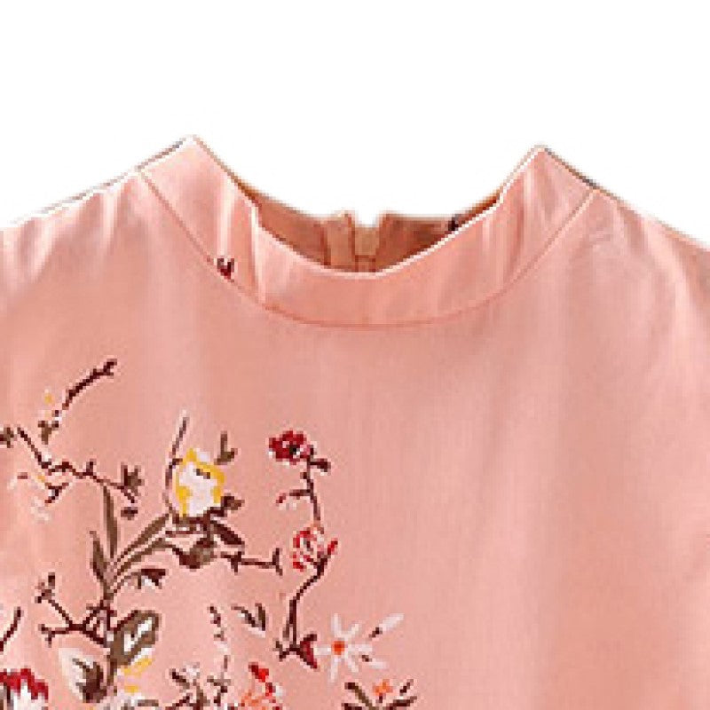 Pink Girls Floral Print Maxi Dress