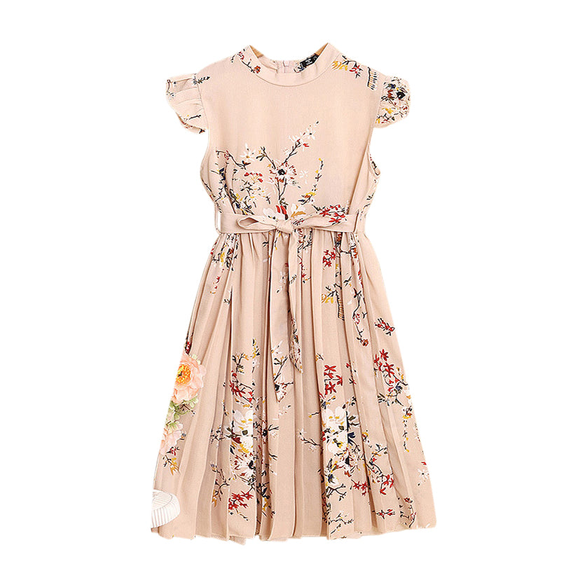 Pink Girls Floral Printed Maxi Dress