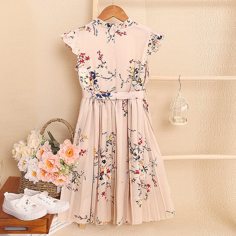 Pink Girls Floral Printed Maxi Dress