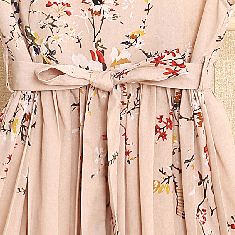 Pink Girls Floral Printed Maxi Dress